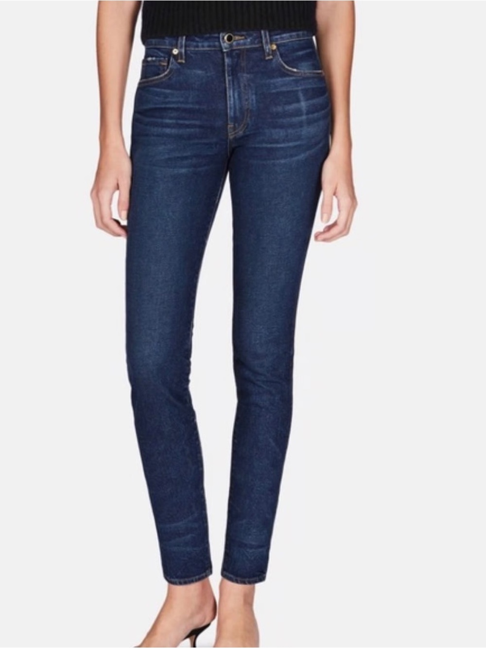 KHAITE Kassandra Mid-Rise Skinny Jeans Dark Wash Size 26